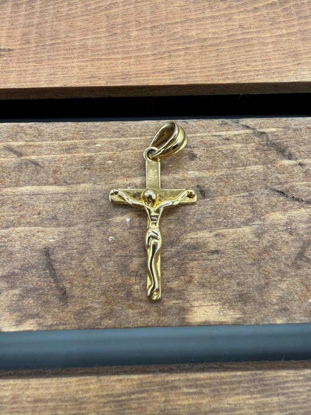Vintage Gold Tone Corpus Crucifix Cross Pendant Bail- Religious Catholic Jewelry
